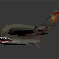 Vintage Military Aircraft 3D Model With Shark Mouth Design Red Tail Emblem And Four Engines