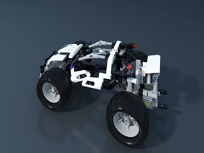 Electric Toy Off Road Vehicle With White Building Block Design And Large Wheels 3d model