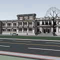 Historic Classical Building Exterior With Ornate Facade Columns Trees And Street Cars
