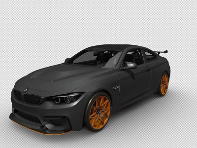 Black BMW Two Door Sports Car With Orange Wheels And Sporty Design 3d model