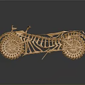 Golden Motorcycle Skeleton Model With Intricate Design Metallic Texture On Dark Background