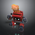 Red Computer Robot With Square Body Black Eyes Gray Arms Red Legs And Yellow Top