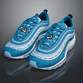 Blue Nike Air Max 97 Shoes With Smiley Face Logo And White Sole