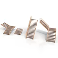 Wooden Staircase Components With Straight Designs Handrails And Step Models 3d model