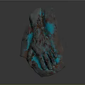 Hand Shaped Sculptural Equipment With Blue Brown Textured Surface And Artistic Design
