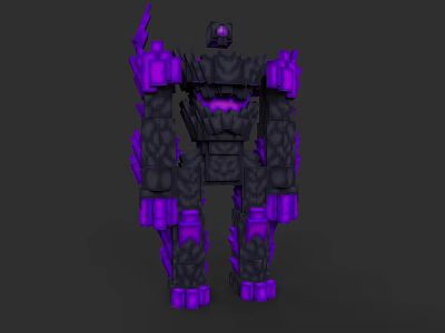 Robot Character As Mechanical Creature With Black Purple Glowing Armored Structure 3d model
