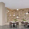 Light Luxury Modern Sales Office Lounge With Full Wall Bookshelf And Elegant Comfortable Seats