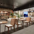 Modern Shopping Mall Lobby With Curved Ceiling Green Pillars Escalators And Polished Floor