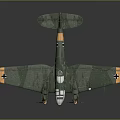 3D Model of Green Aerospace Airplane With Black Cross and Wooden Wing Tips