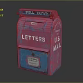 Pink And Blue US Mail Letterbox With Pull Down Feature And Letters Label