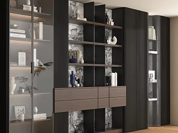 Modern Glass Decorative Cabinet Display Cabinet Bookcase Decorative Ornaments (ID:ggach394318)