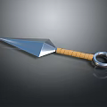 Sharp Stainless Steel Throwing Dagger With Wooden Grip And Metal Ring