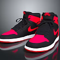 Stylish Black Red White High Top Sneakers With Nike Swoosh And Casual Design