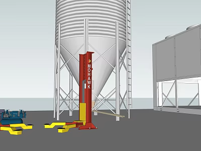 Industrial Equipment Facility With Large Storage Silos Metal Structures And Mechanical Parts 3d model