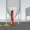 Industrial Equipment Facility With Large Storage Silos Metal Structures And Mechanical Parts