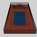Fenced Sports Court With Fitness Training Area And Bleacher Seats