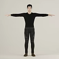 Man In Black Long Sleeve Top And Black Pants With Arms Outstretched Against Light Background