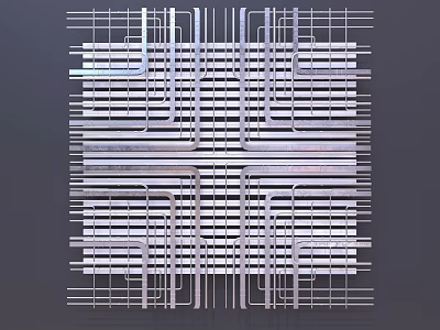 Modern Ceiling Design Featuring Metal Grille Lines And Geometric Pattern 3d model
