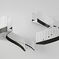 Modern Spiral Staircase Design With White Perforated Panels And Black Edges