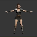 3D Fantasy Female Warrior Character With Armor And Open Arms Pose