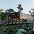 modern container building 3d model