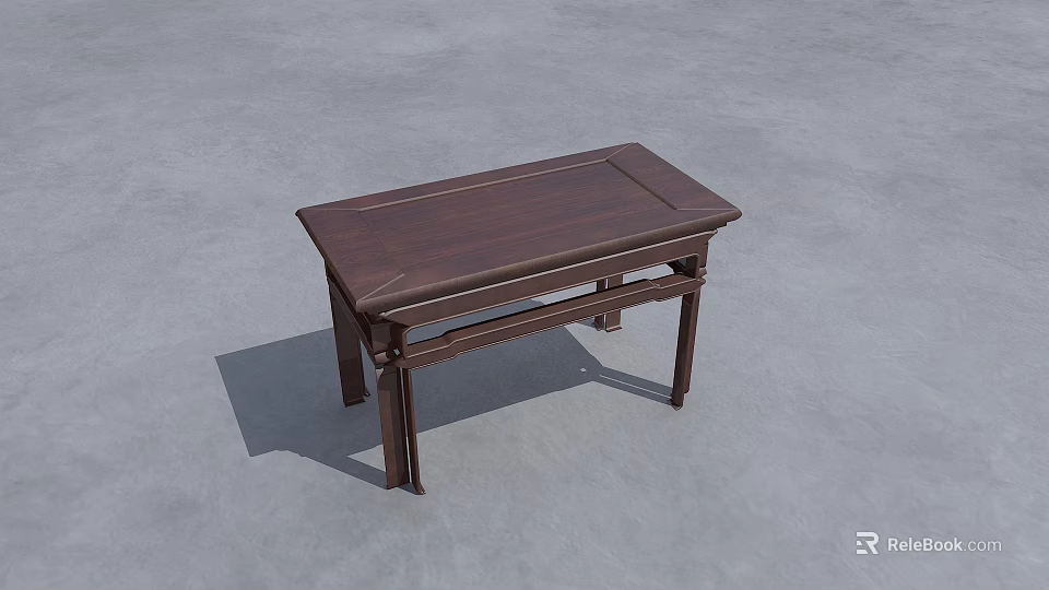 Dark Wooden Side Table With Modern Sleek Rectangular Top And Sturdy Legs Design 3d model