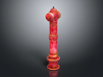 Red Fire Hydrant With Distressed Paint And Classic Design Features 3d model