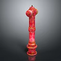 Red Fire Hydrant With Distressed Paint And Classic Design Features