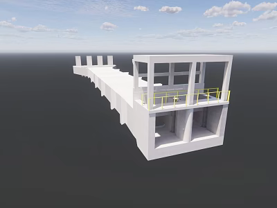 Modern White Building Exterior Wall With Multiple Windows And Balcony Railings 3d model