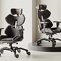 Black Ergonomic Gaming Chair With High Back Adjustable Armrests And Wheels