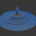 Decorative Fountain With Circular Design And Multi tiered Base On Stone Pavement
