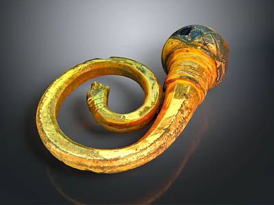 Ancient Golden Spiral Weapon With Ornate Design And Intricate Carvings 3d model