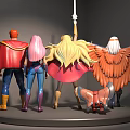 Colorful Action Figures Group With Sword Cape Wings And Detailed Collectible Design