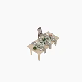 Elegant Dinnerware Set with Gray Napkins White Plates Wine Glasses and Green Plant Decorations