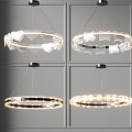 Modern Circular Chandeliers With Transparent Decorative Elements And Illuminated Light Strips For Contemporary Interior Decoration