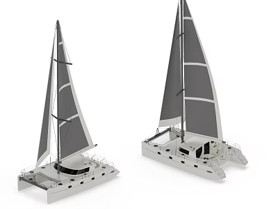 Modern Catamaran Yacht Designs In White And Gray 3d model