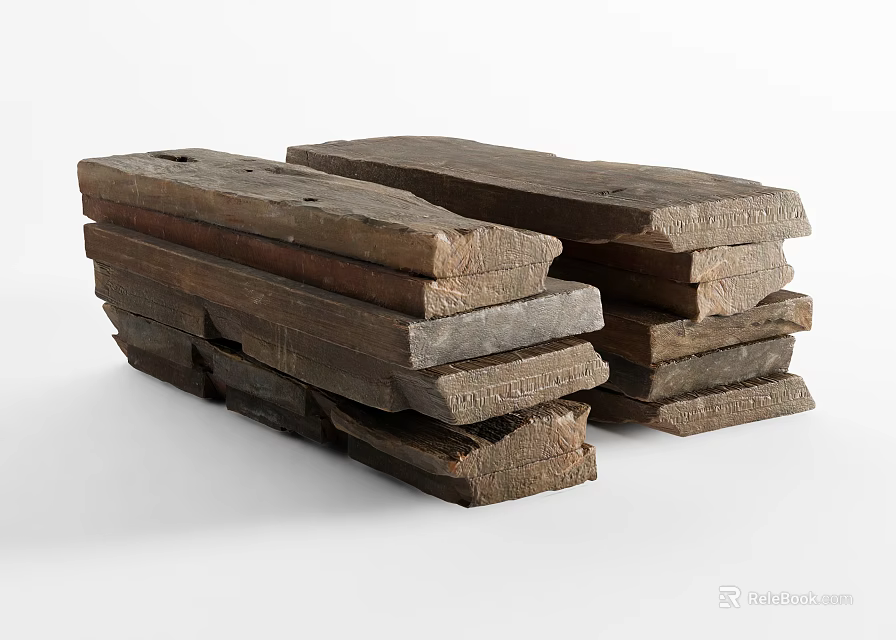 Natural Rustic Textured Stacked Stone And Wood Materials For Home Decor Projects 3d model 