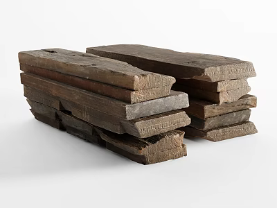 Natural Rustic Textured Stacked Stone And Wood Materials For Home Decor Projects 3d model