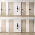 Light Wood Swing Doors In Modern Interior With Simple Design And Handle Details