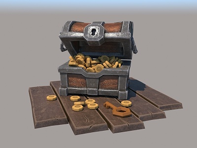 Treasure Chest Gold Coin Board 3d model