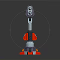 Futuristic Mechanical Weapon with Red and Gray Design Modern Structure and Sturdy Support Base