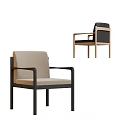 Modern Leisure Chair Designs With Beige Black Cushions And Wooden Metal Frames