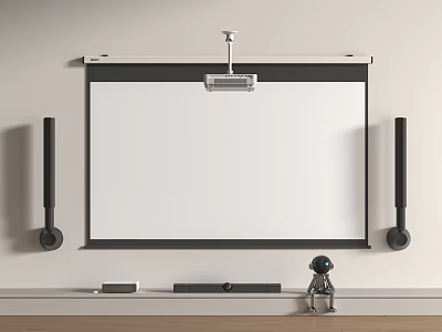 Projection Monitoring Setup With Screen Projector And Surveillance Camera On Desktop 3d model