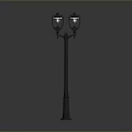 Vintage Street Lamp With Two Decorative Glass Heads On Metal Pole