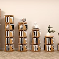 Modern Solid Wood Rotating Bookshelf 360-degree Bookcase Simple Bookcase Home Bookcase Living Room Movable Storage Cabinet Children's Library Floor Storage Rack Many Books 3d model
