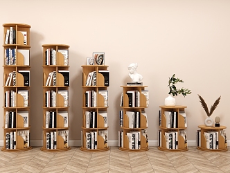 Modern Solid Wood Rotating Bookshelf 360-degree Bookcase Simple Bookcase Home Bookcase Living Room Movable Storage Cabinet Children's Library Floor Storage Rack Many Books 3d model