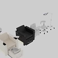 Medical Equipment Including Treatment Chair With Sink Storage Cabinets Examination Lamp And Mobile Stool