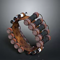 Weapon with Circular Structure and Cylindrical Metal Components Featuring Rusty and Silver Parts