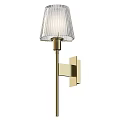 Stylish Contemporary Wall Lamp With Clear Ribbed Glass Shade And Brass Metal Wall Mounted Design