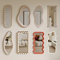 Cream Style Full-length Mirror Dressed Mirror Alien Mirror Art Mirror 3d model